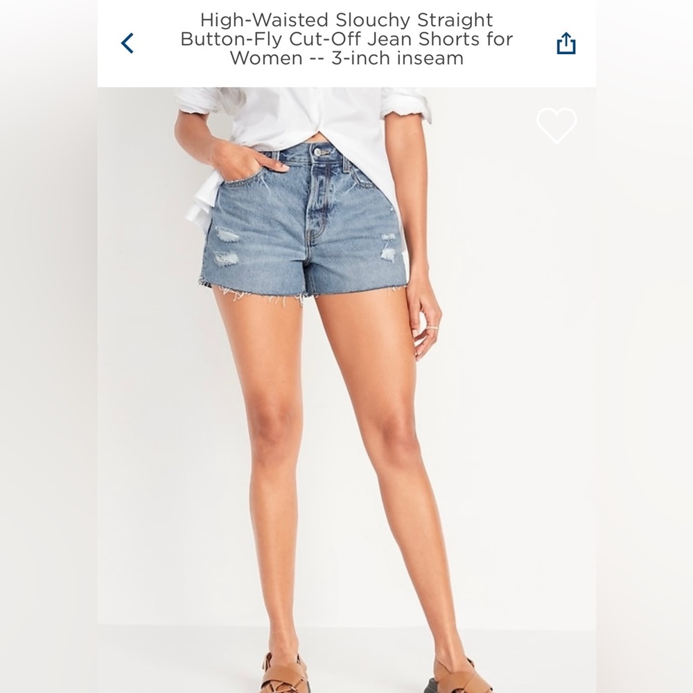 Old Navy Women’s high waisted slouchy straight button-fly cutoff jean short